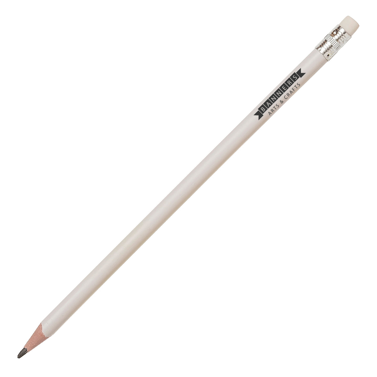 Branded Recycled Plastic Pencil with Eraser in WHITE