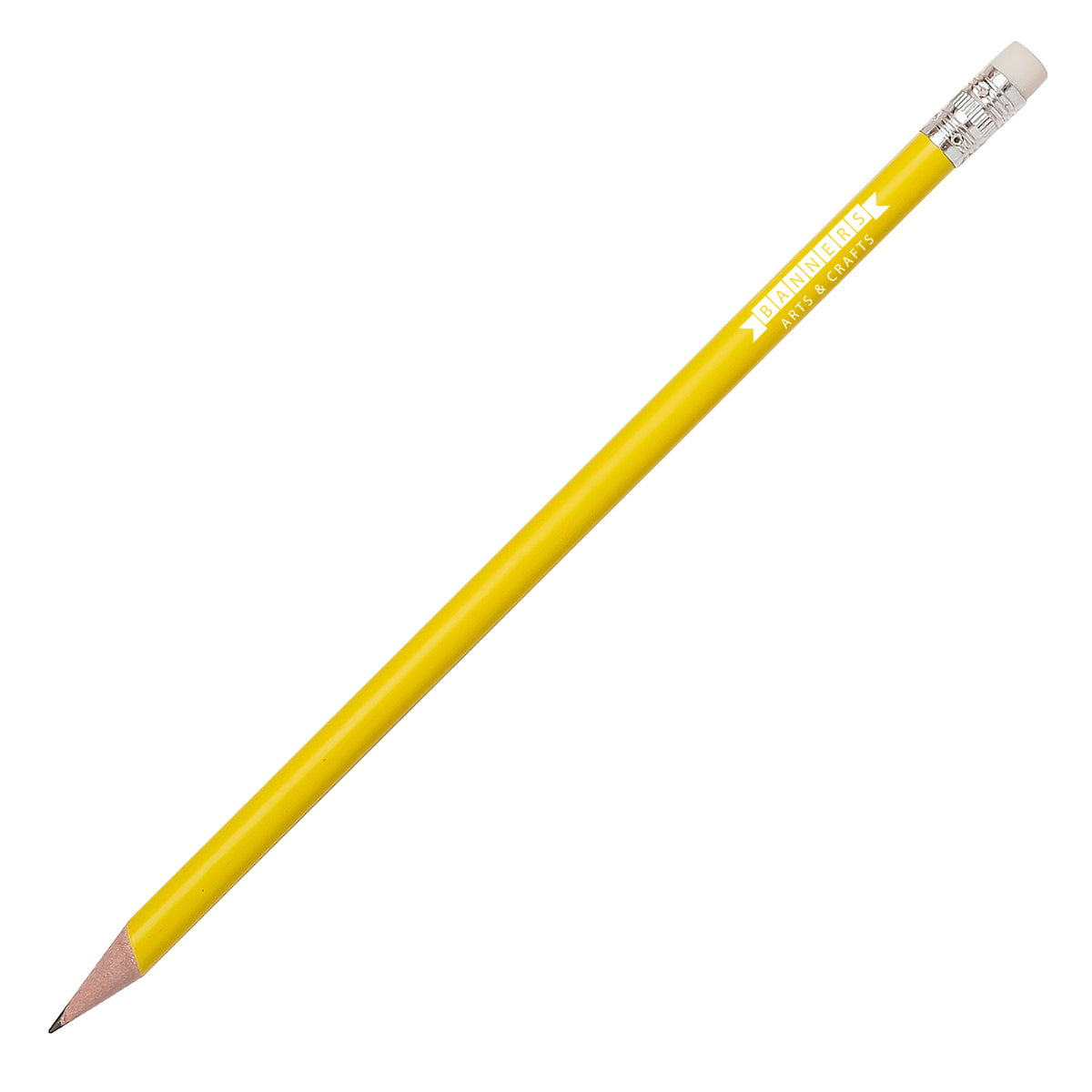 Branded Recycled Plastic Pencil with Eraser in YELLOW