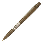 Branded Matt Recycled Plastic Ball Pen in BROWN