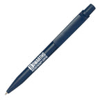 Branded Matt Recycled Plastic Ball Pen in DARK BLUE