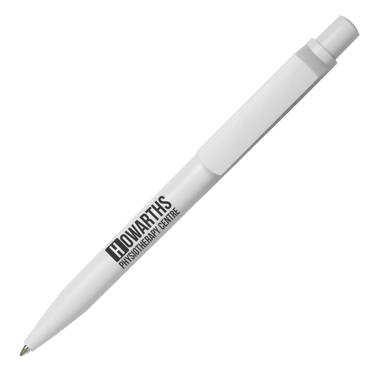 Branded Matt Recycled Plastic Ball Pen in WHITE