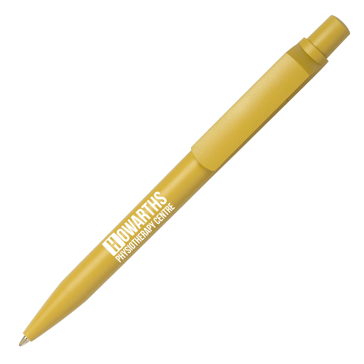 Branded Matt Recycled Plastic Ball Pen in YELLOW