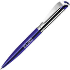 Branded Pearlescent Brass Twist Action Ball Pen in BLUE