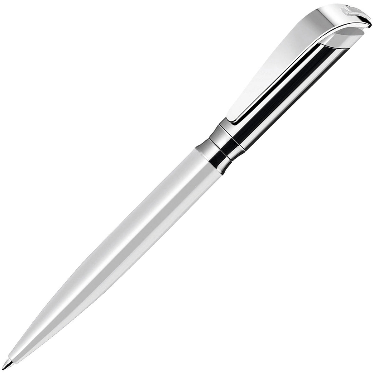 Branded Pearlescent Brass Twist Action Ball Pen in WHITE