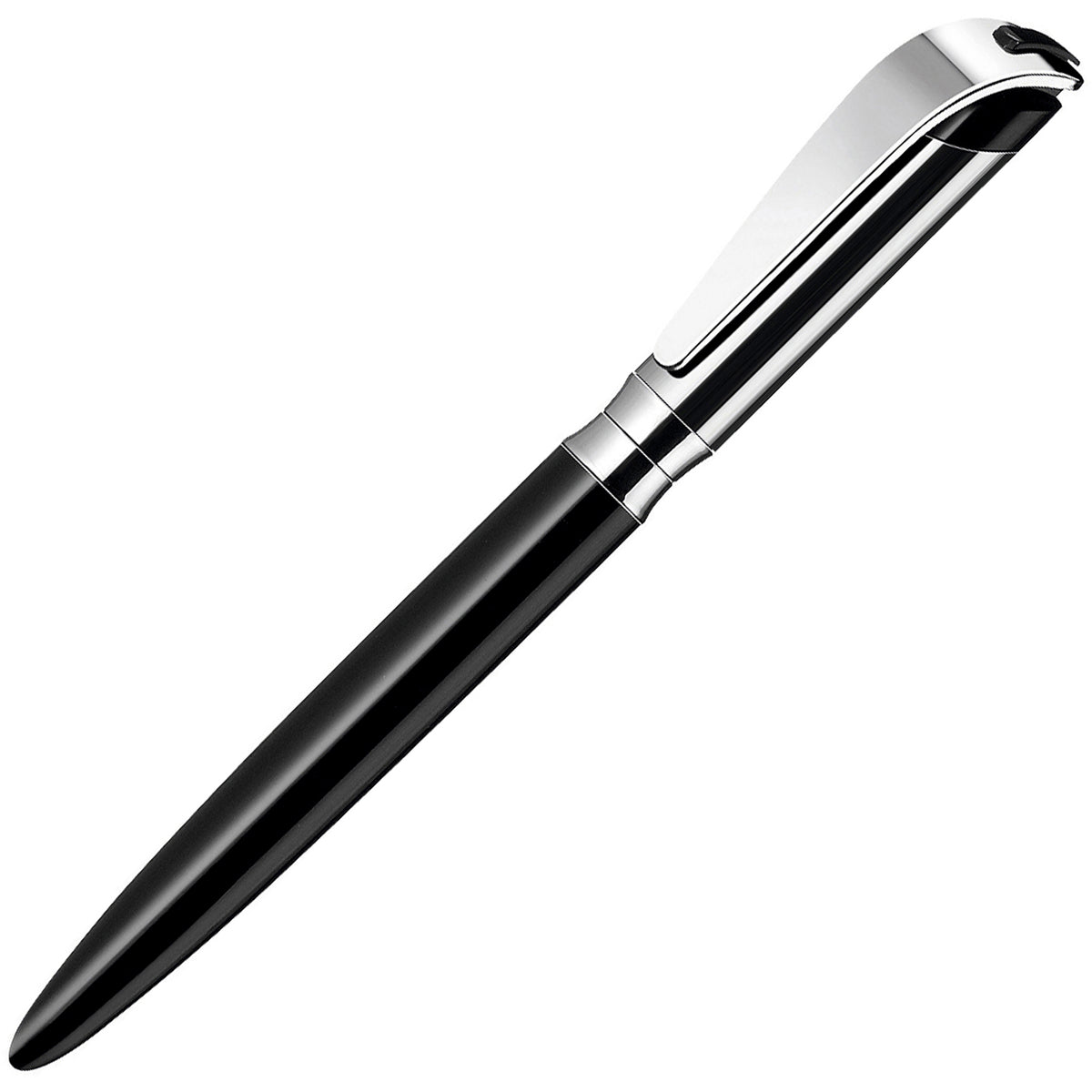 Branded Pearlescent Brass Rollerball Pen in BLACK