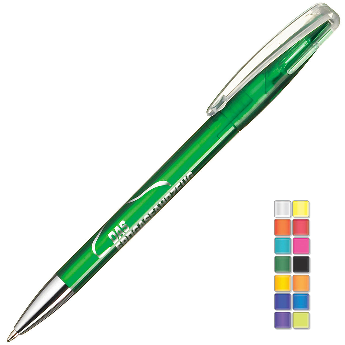 Branded Modern Translucent Twist Ball Pen with Metal Nose Cone