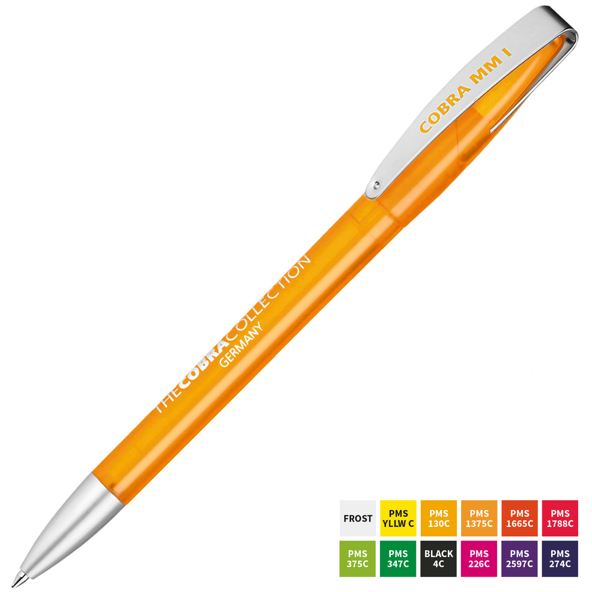 Branded Modern Frosted Twist Ball Pen with Metal Nose and Clip