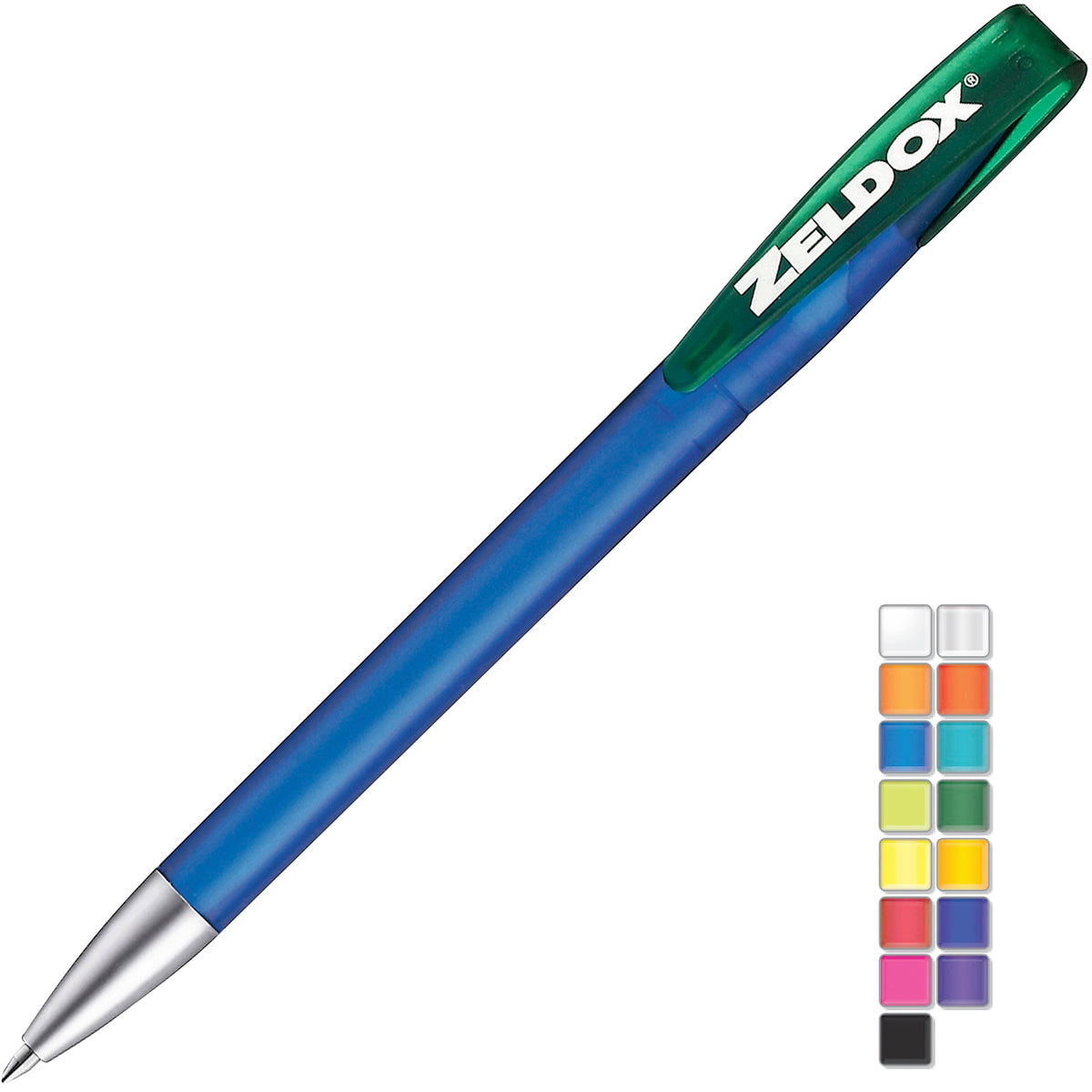 Branded Frosted Twist Ball Pen with Metal Nose Cone