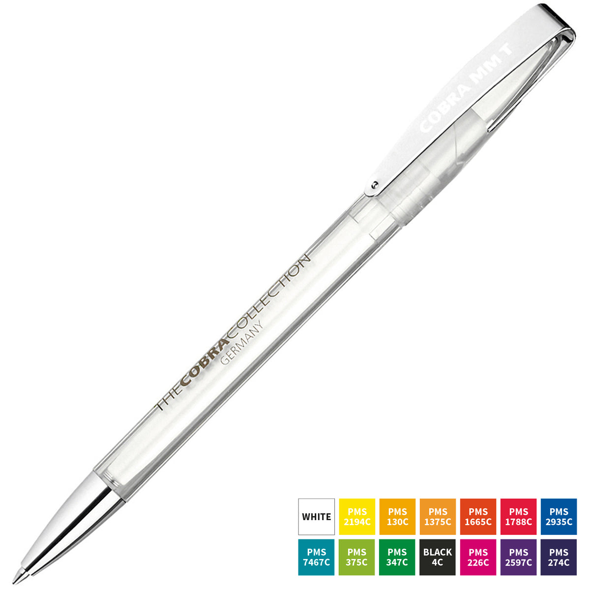 Branded Modern Translucent Twist Ball Pen with Metal Nose and Clip