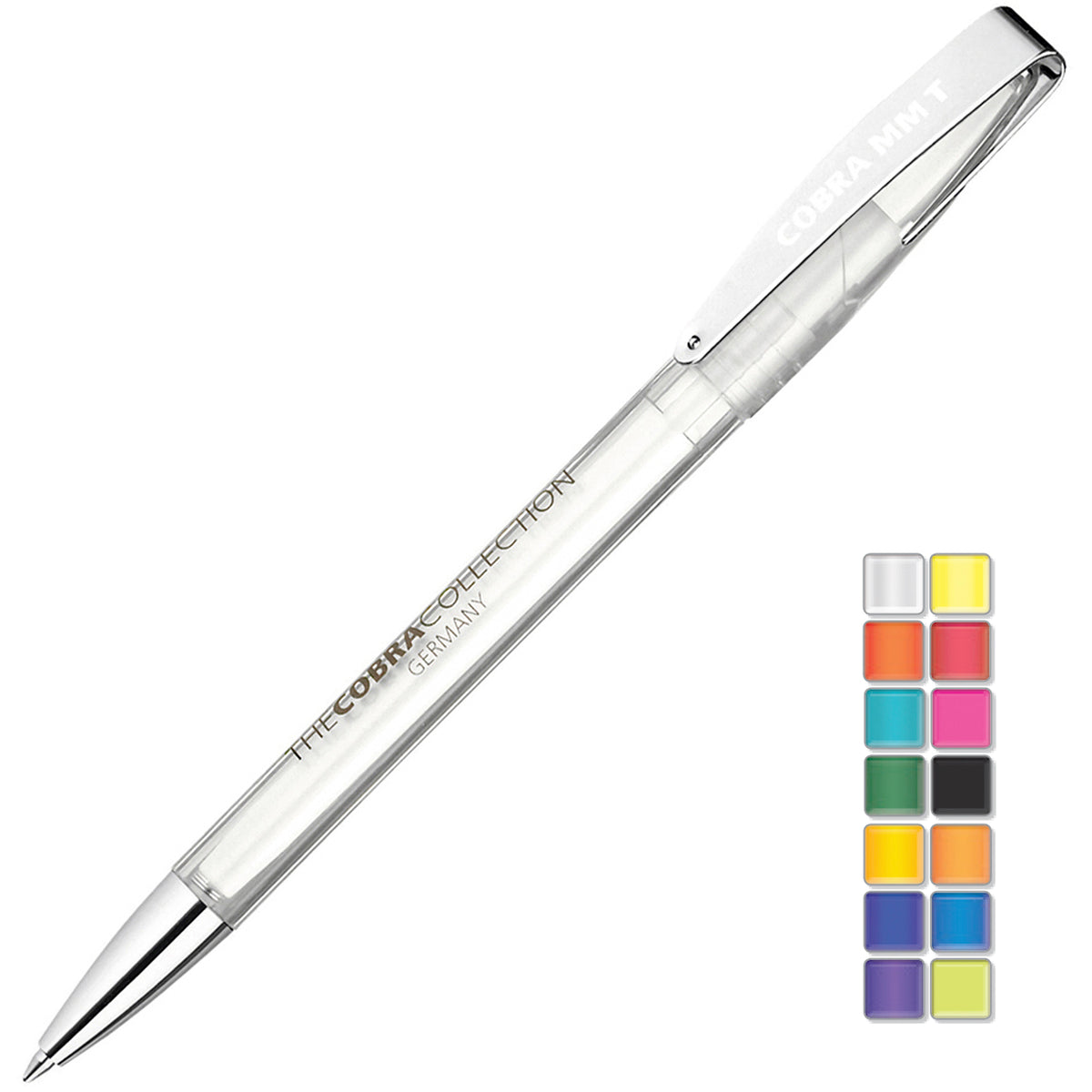 Branded Modern Translucent Twist Ball Pen with Metal Nose and Clip