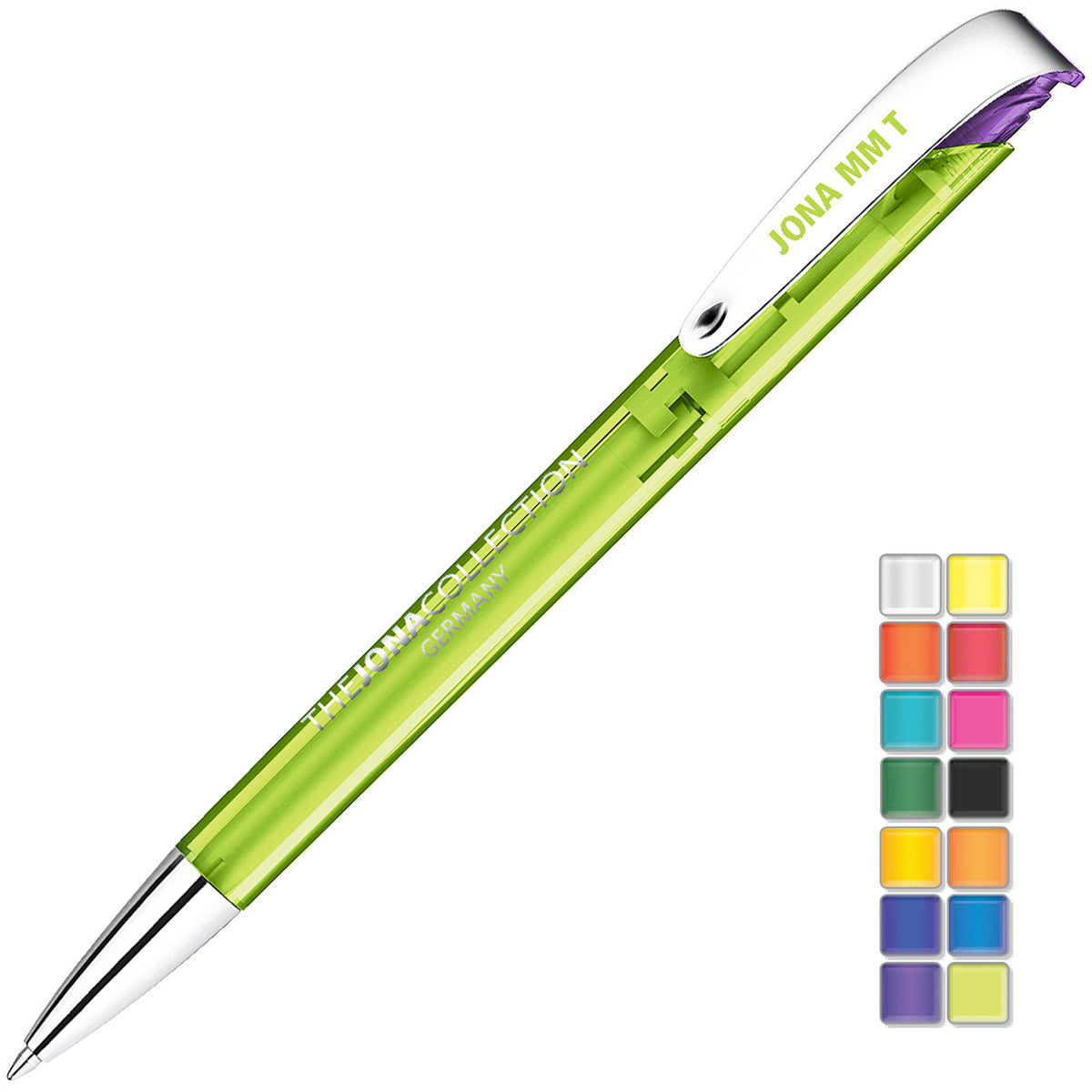 Branded Translucent Push Ball Pen with Metal Nose and Clip
