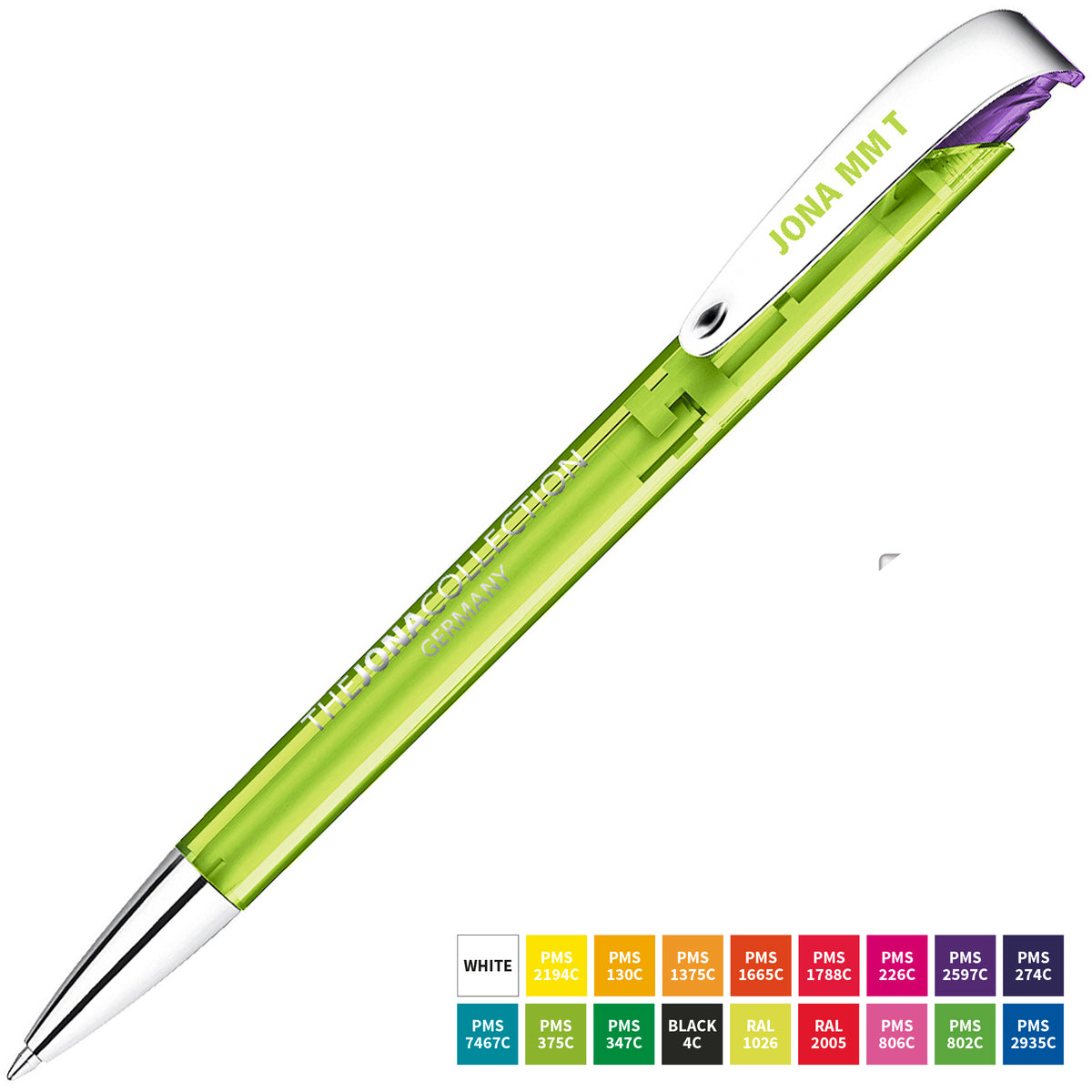 Branded Translucent Push Ball Pen with Metal Nose and Clip