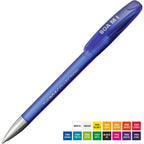 Branded Frosted Twist Ball Pen with Metal Nose and Clear Clip
