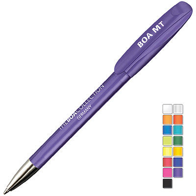 Branded Translucent Twist Action Ball Pen with Metal Nose Cone