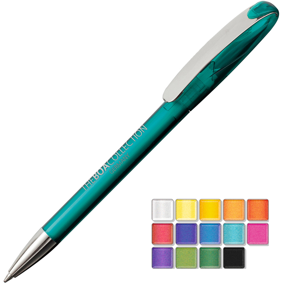 Branded Translucent Twist Action Ball Pen with Metal Nose and Clip