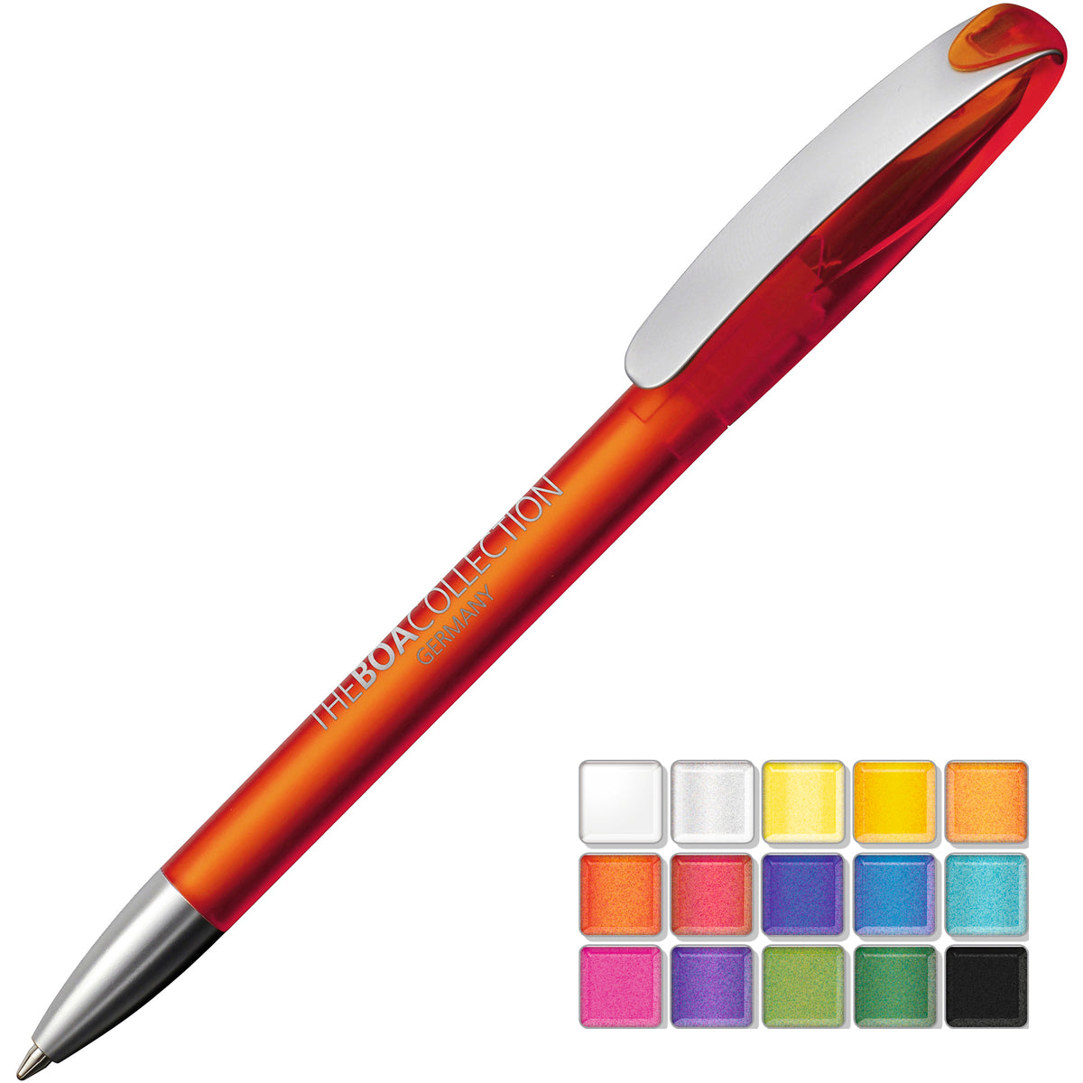 Branded Frosted Twist Action Ball Pen with Metal Nose and Clip
