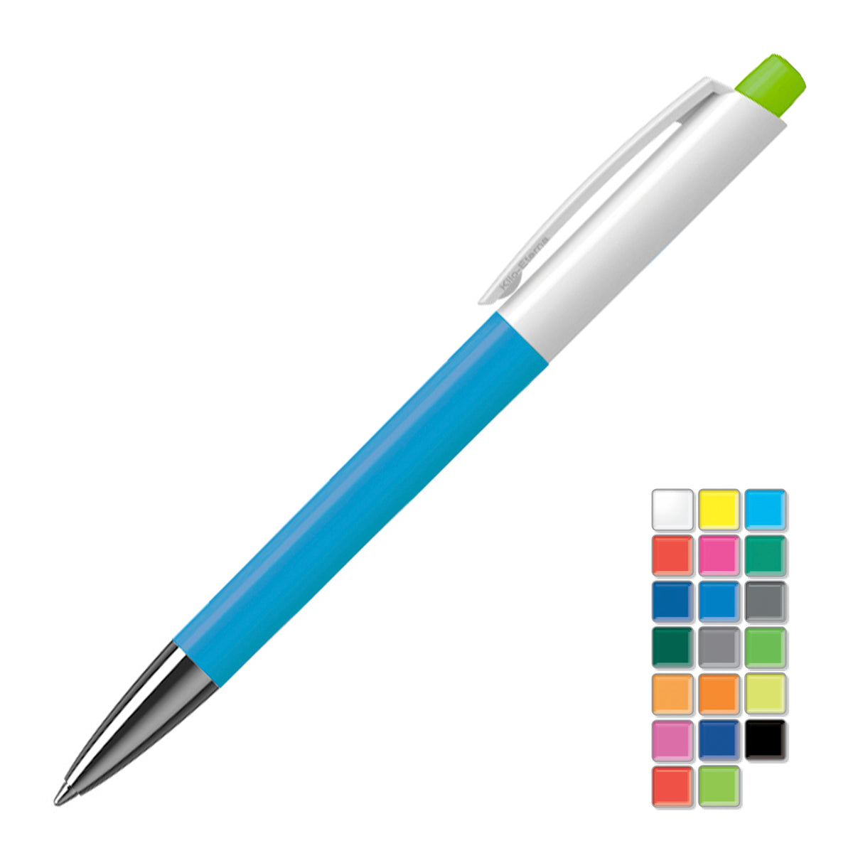 Branded High Gloss Retractable Ball Pen with Metal Nose Cone