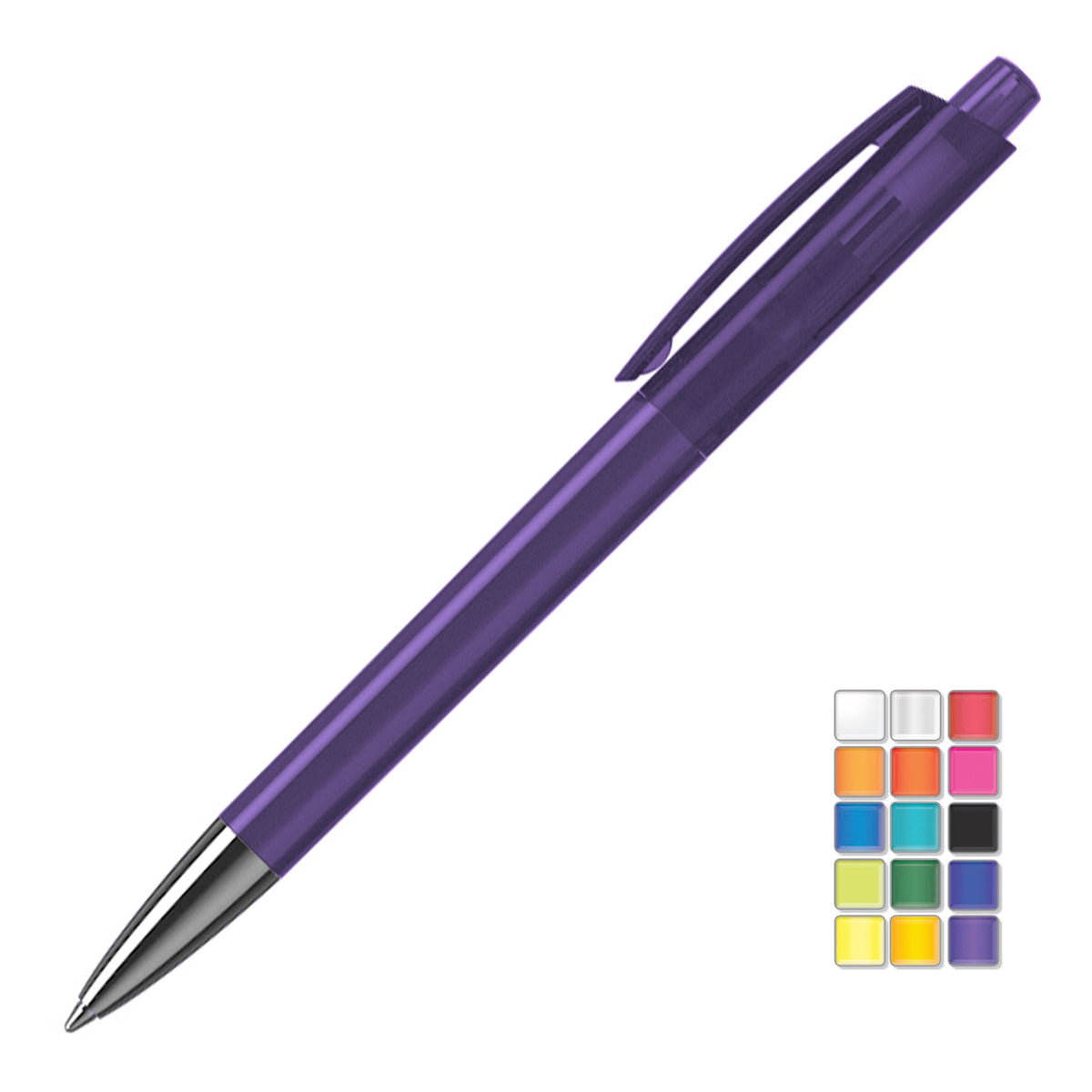 Branded Translucent Retractable Ball Pen with Metal Nose Cone