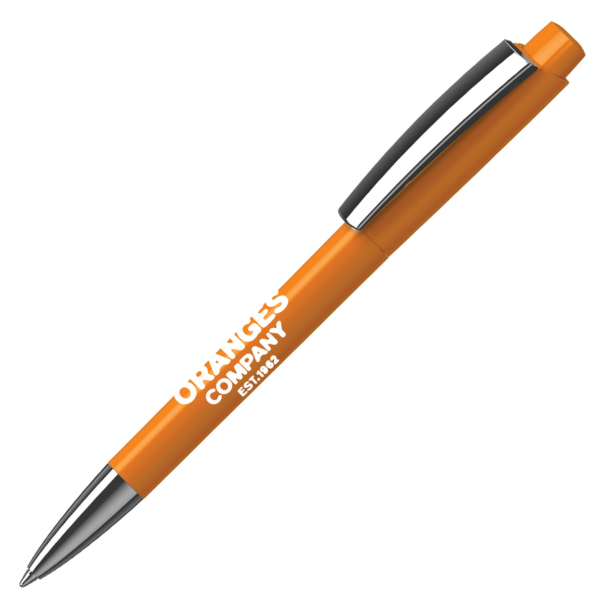 Branded High Gloss Retractable Ball Pen with Metal Nose and Clip