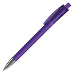 Branded Translucent Push Ball Pen with Metal Nose Cone