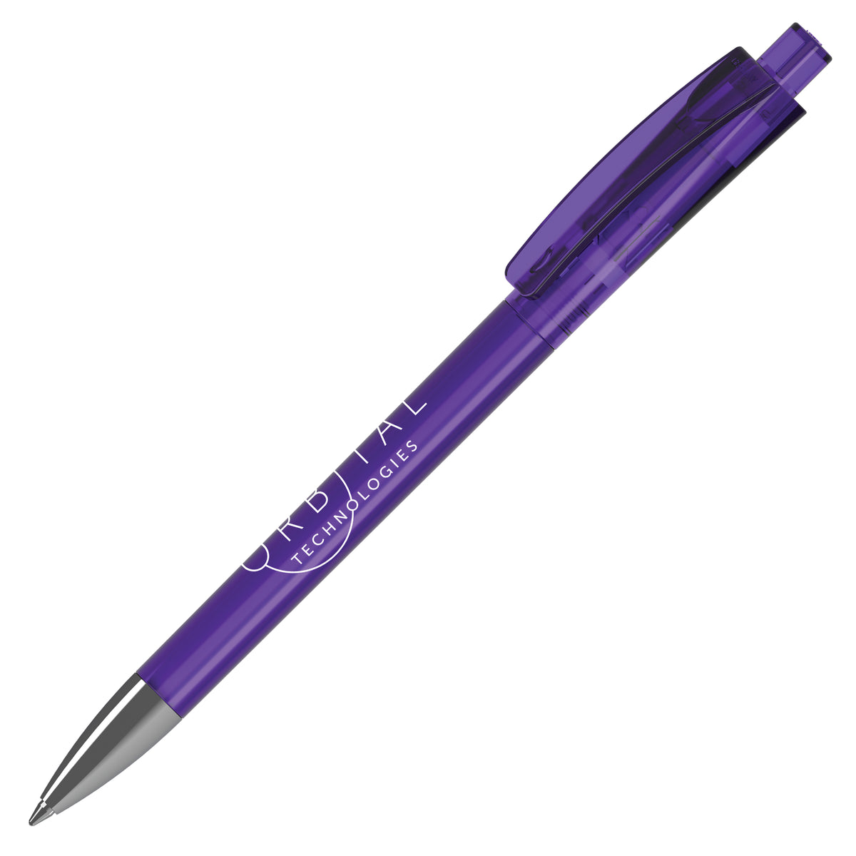 Branded Translucent Push Ball Pen with Metal Nose Cone