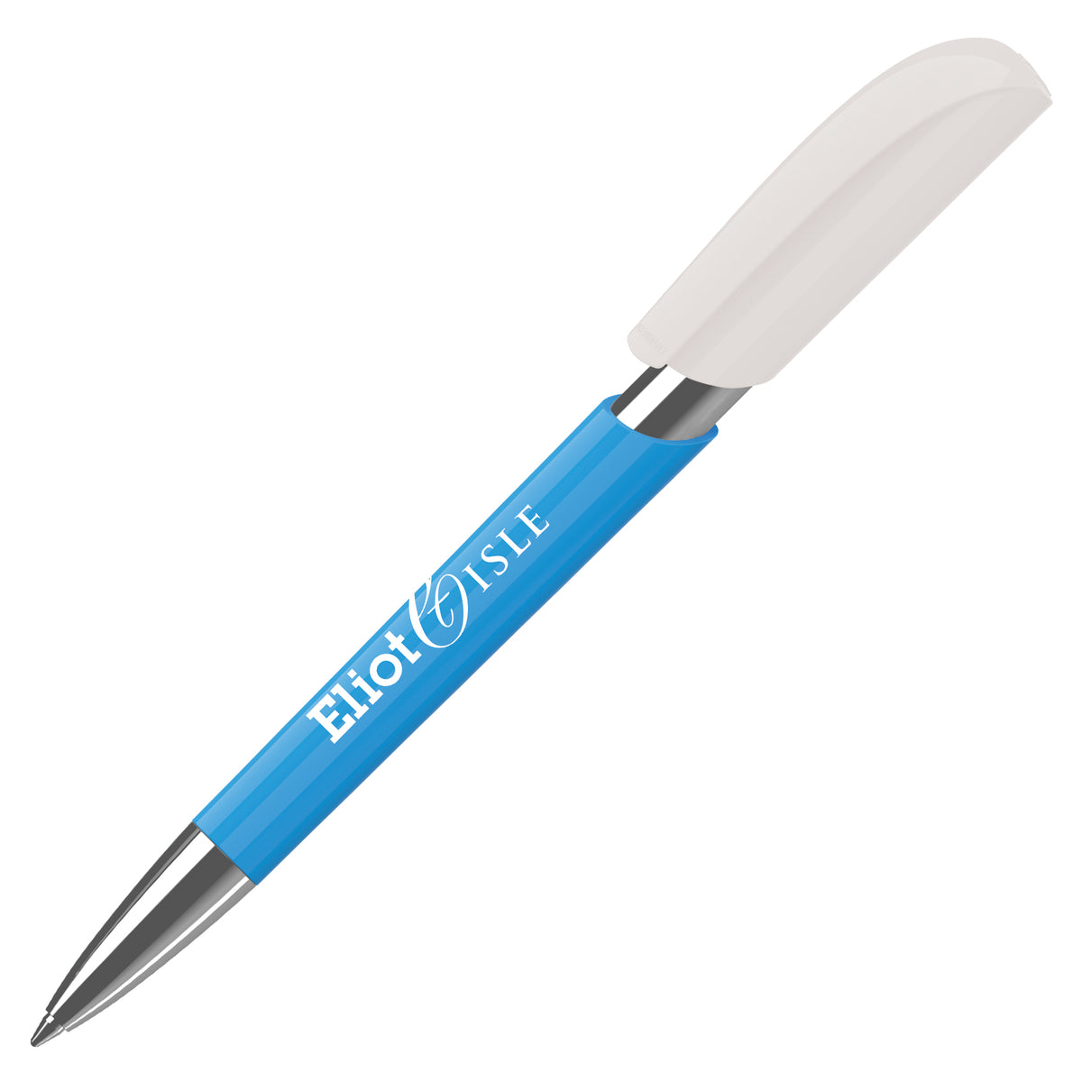 Branded High Gloss Push Ball Pen with Metal Nose Cone and Mid-Section