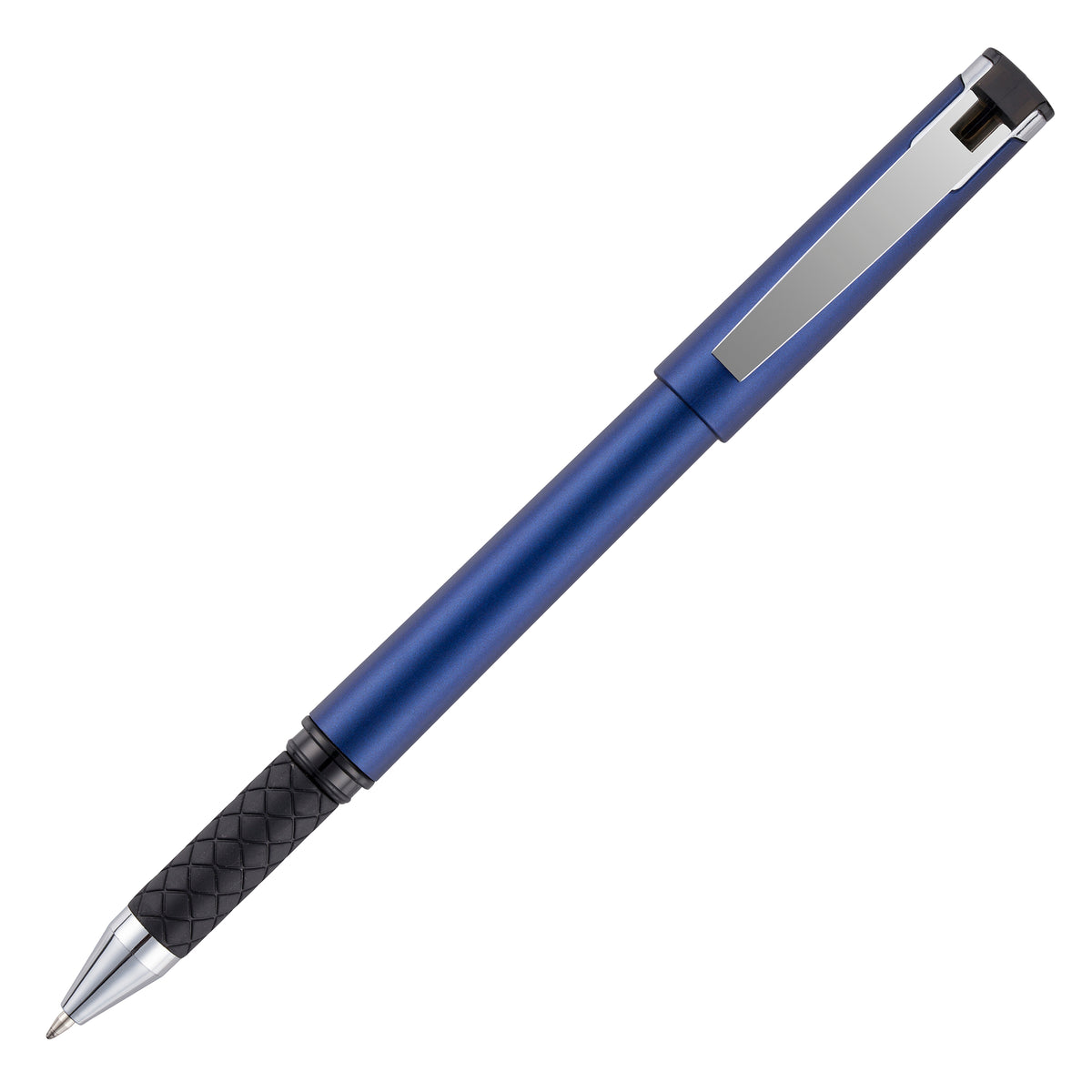 Branded Metallic Finish Gel Roller Pen with Stylus in BLUE