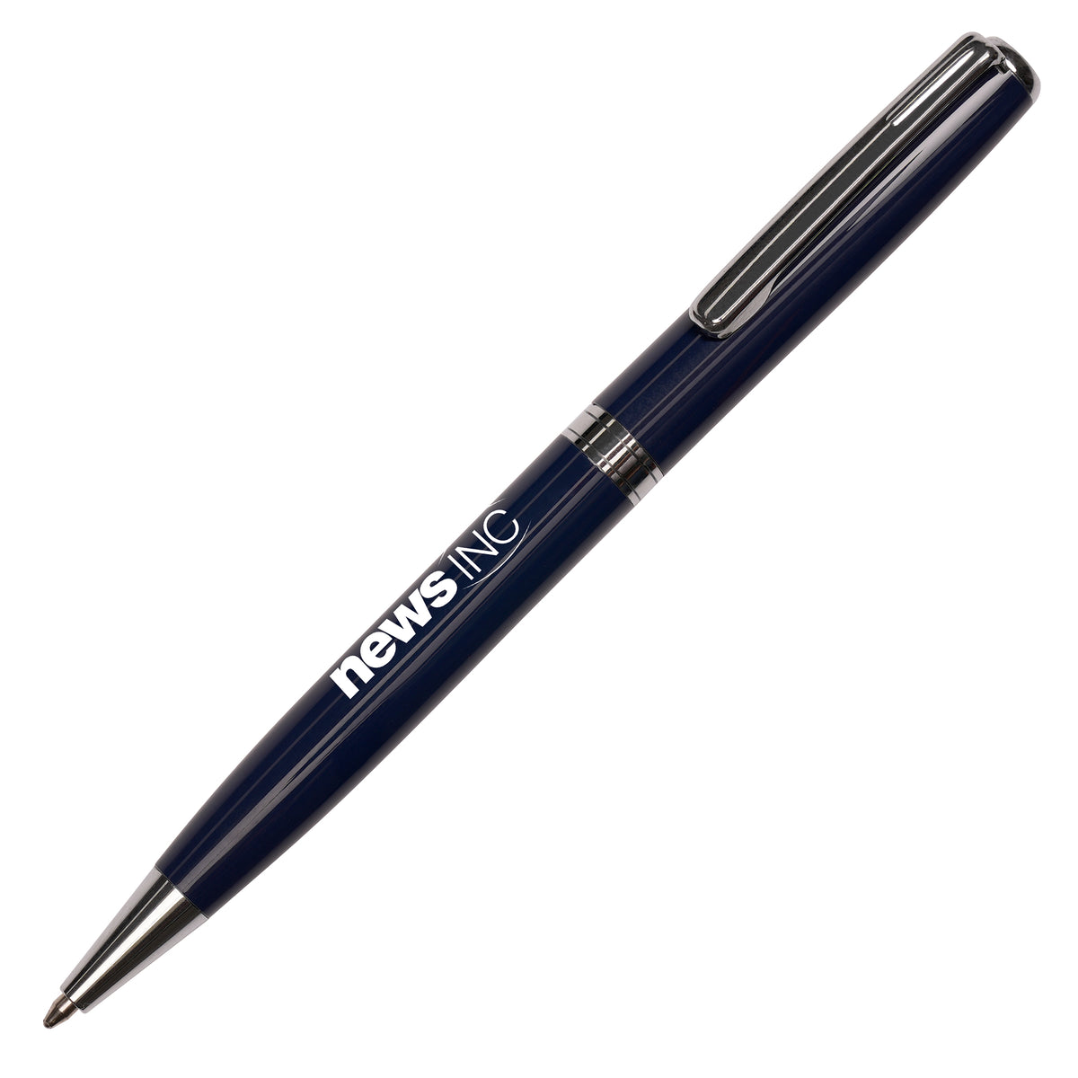 Branded Stainless Steel Twist Ball Pen with Click Action in DARK BLUE