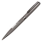 Branded Stainless Steel Twist Ball Pen with Click Action in LIGHT GREY