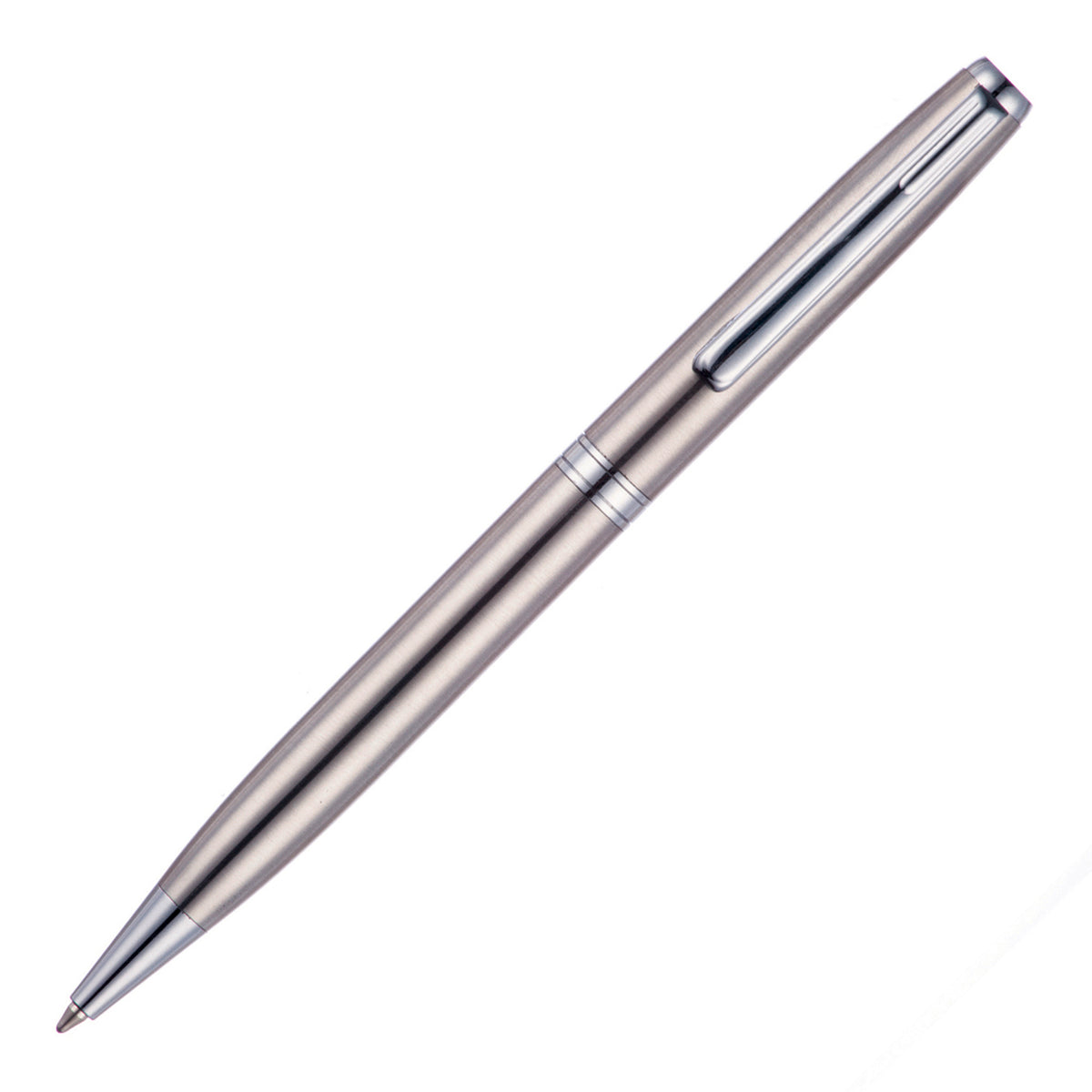 Branded Stainless Steel Twist Ball Pen with Click Action in STEEL