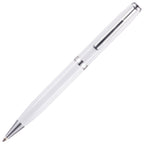 Branded Stainless Steel Twist Ball Pen with Click Action in WHITE