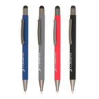 Branded Soft Feel Aluminium Stylus Ball Pen with Gunmetal Trim