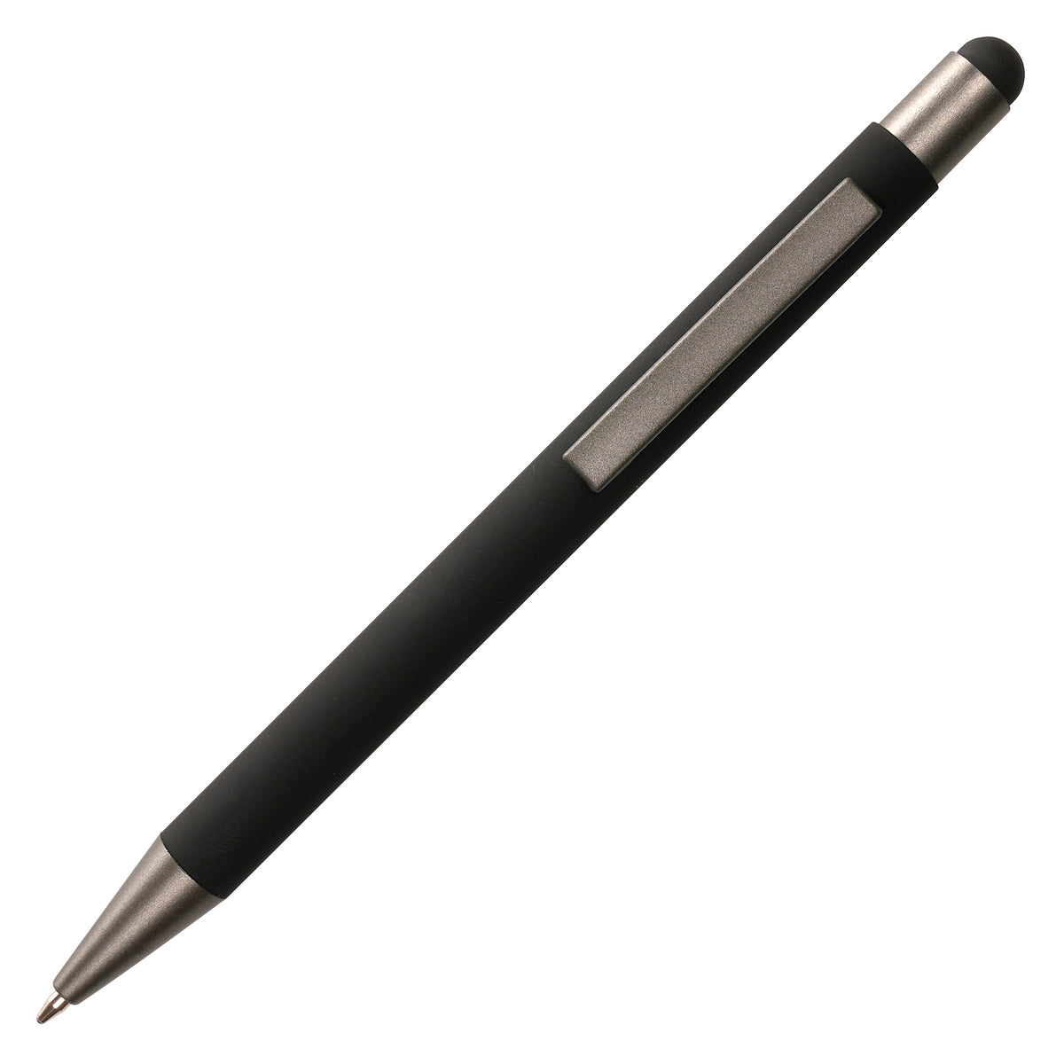 Branded Soft Feel Aluminium Stylus Ball Pen with Gunmetal Trim