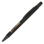 Branded All Black Soft Feel Stylus Ball Pen with Gold Undercoat