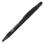 Branded All Black Soft Feel Stylus Ball Pen with Chrome Undercoat