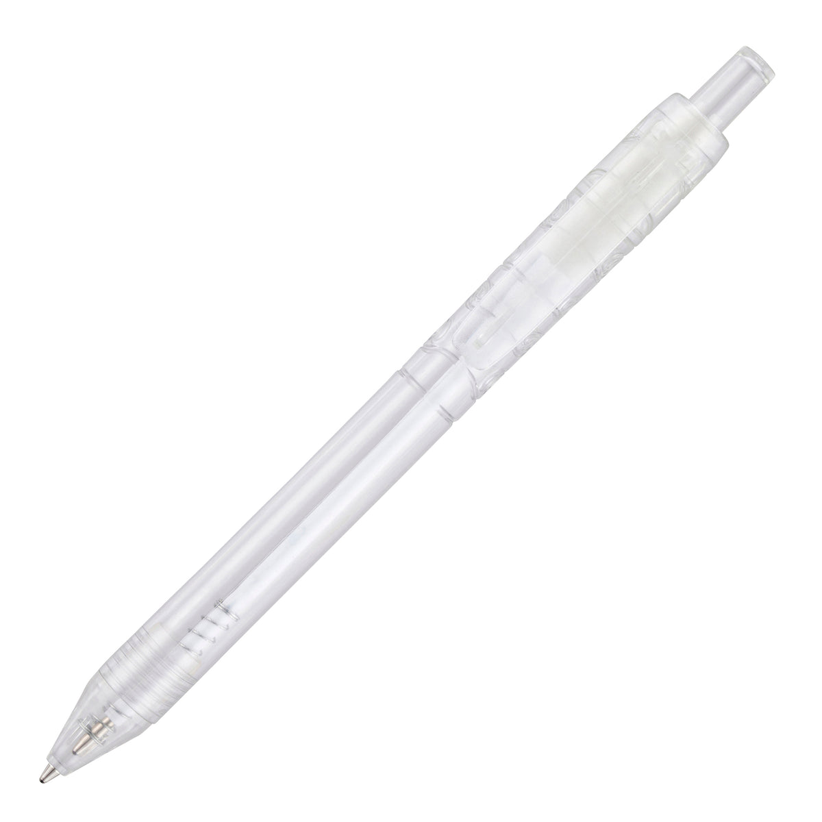 Branded Transparent RPET Push-Action Ball Pen in CLEAR