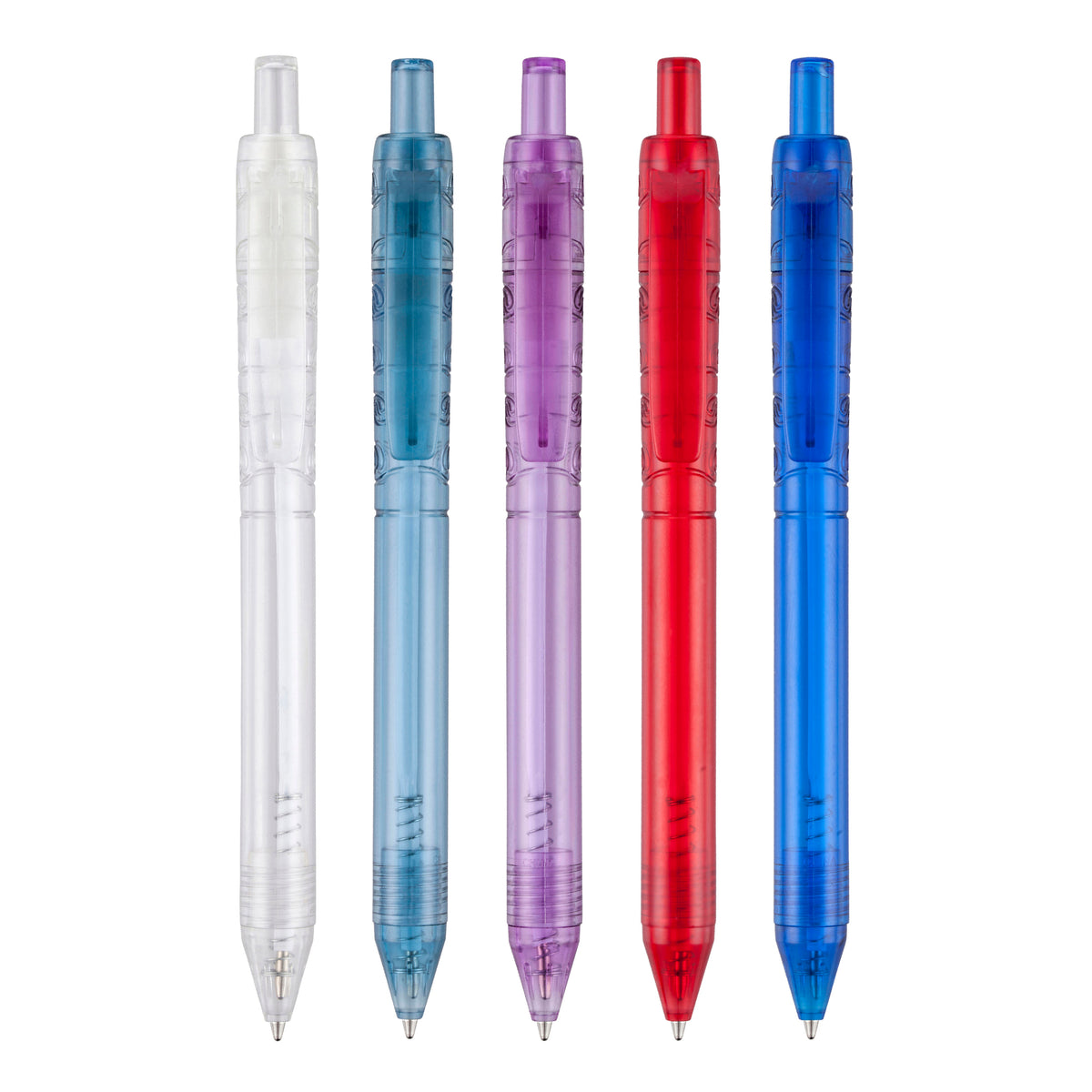 Branded Transparent RPET Push-Action Ball Pen