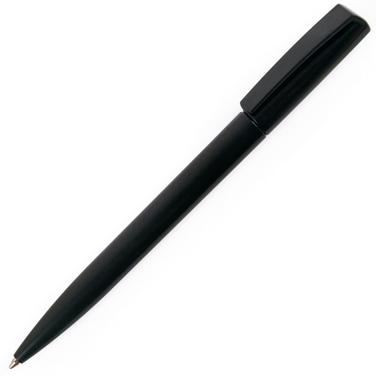Branded Clear Twist Action Ball Pen in BLACK