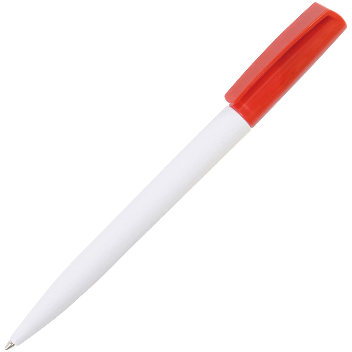 Branded Clear Twist Action Ball Pen in RED