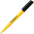 Branded Clear Twist Action Ball Pen in YELLOW BARREL