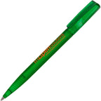 Branded Clear SAN Plastic Twist Action Ball Pen, Black Ink in GREEN