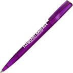 Branded Clear SAN Plastic Twist Action Ball Pen, Black Ink in PURPLE