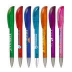 Branded Translucent Twist Ball Pen with Chrome Nose
