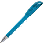 Branded Translucent Twist Ball Pen with Chrome Nose in AQUA