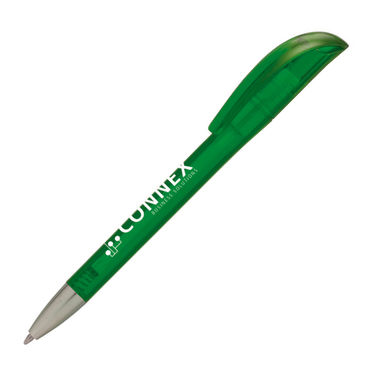Branded Translucent Twist Ball Pen with Chrome Nose in GREEN