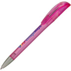 Branded Translucent Twist Ball Pen with Chrome Nose in PINK