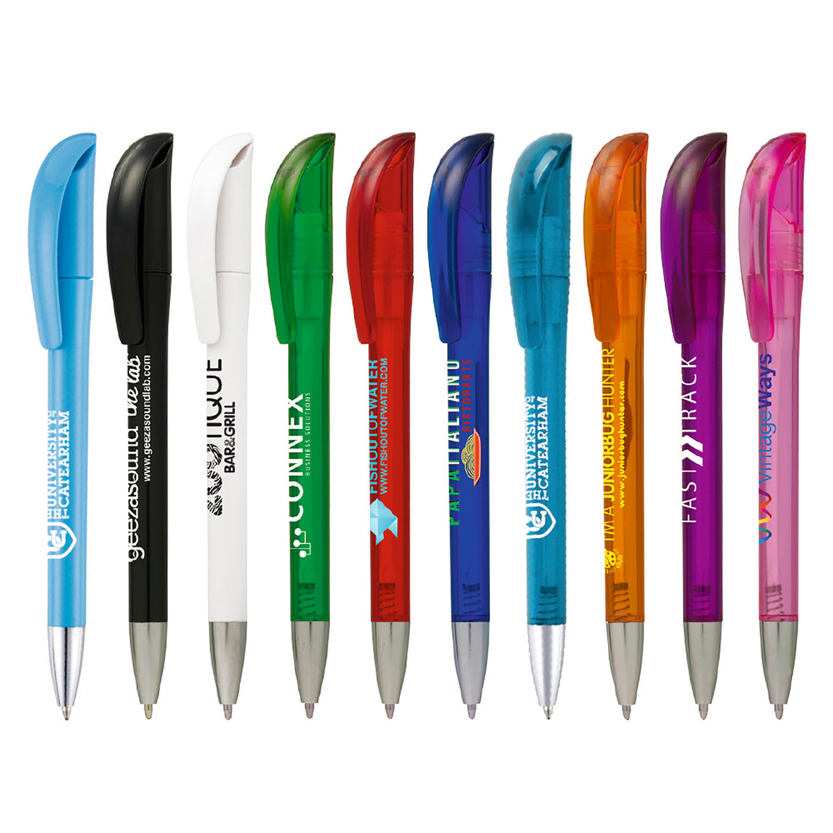Branded Solid Colour Twist Ball Pen with Chrome Nose