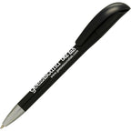 Branded Solid Colour Twist Ball Pen with Chrome Nose in BLACK