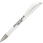 Branded Solid Colour Twist Ball Pen with Chrome Nose in WHITE