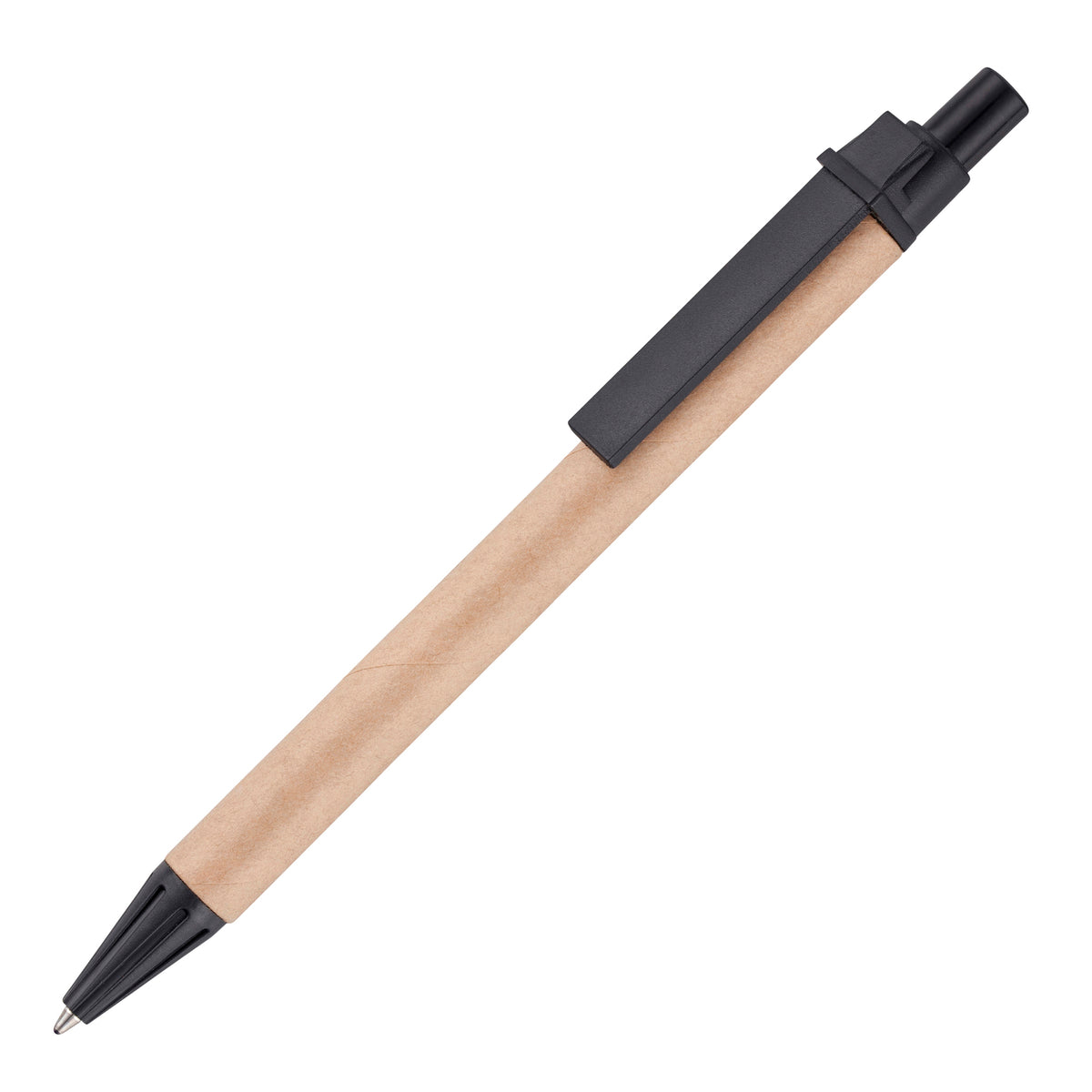 Branded Card Barrel Push Action Ball Pen in BLACK